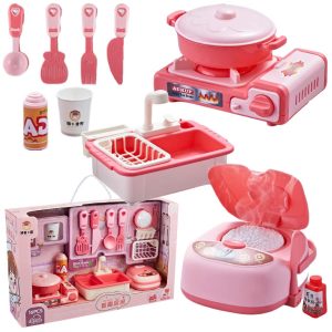 Đồ chơi nấu ăn bếp hồng kèm bồn rửa