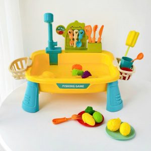 Đồ chơi bồn rửa bát đĩa, rau củ nước chảy thật
